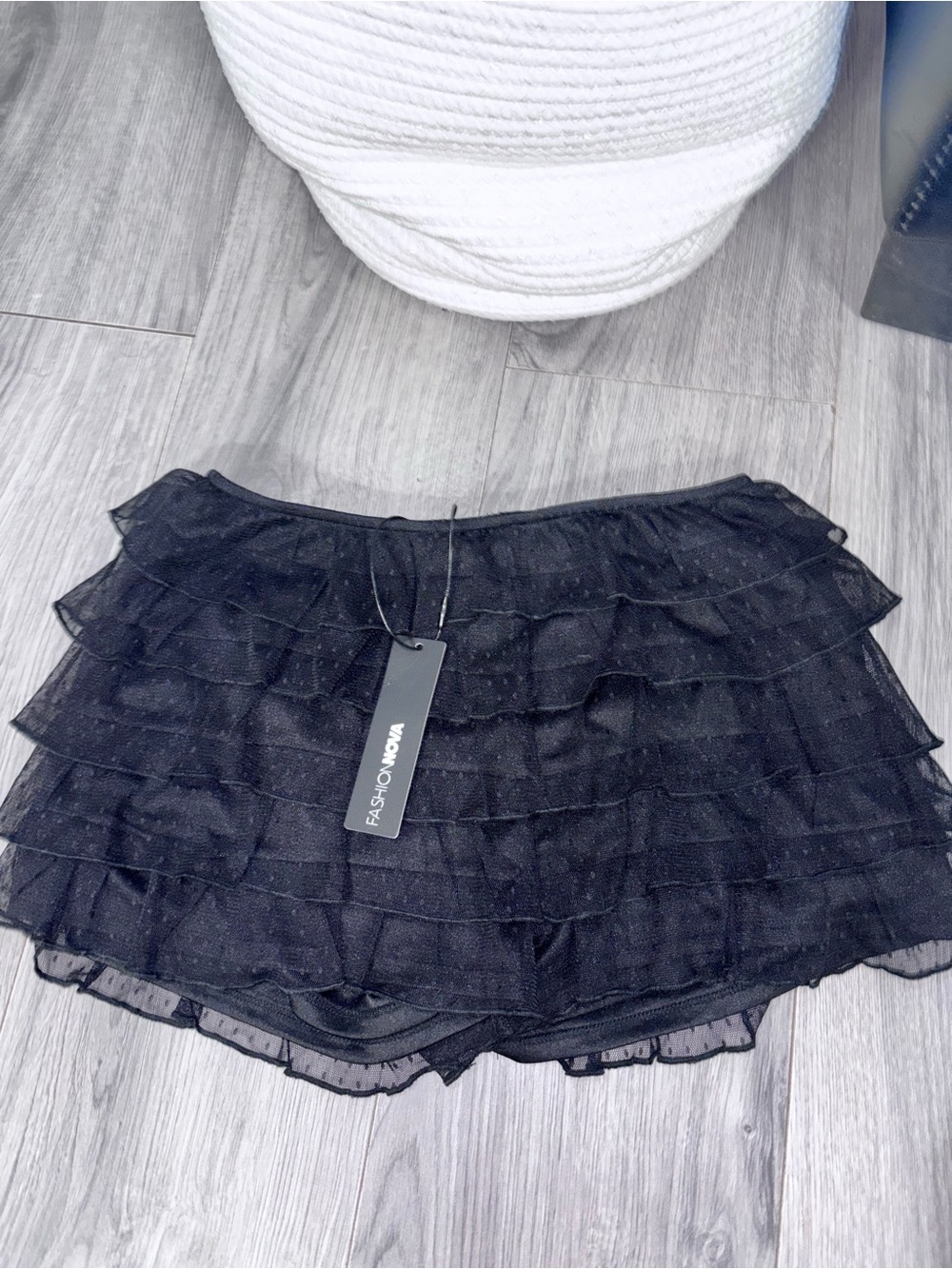 Fashion Nova Black Tiered Ruffle Skort